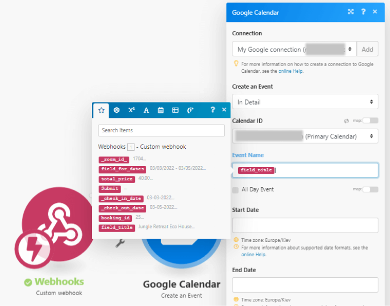 google calendar connection