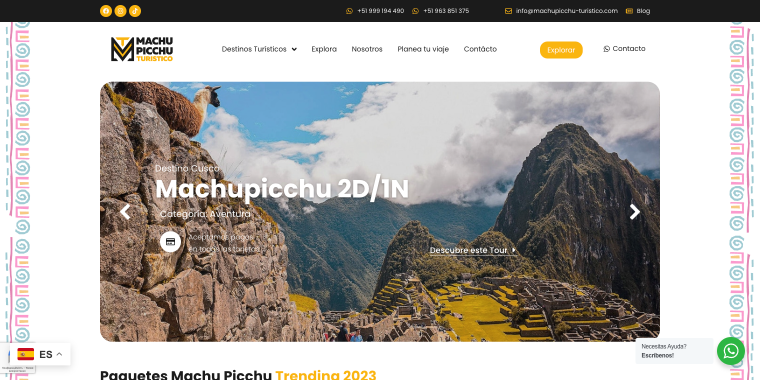 machupicchu turistico website homepage