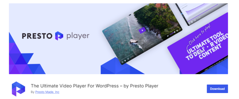 Presto Player wordpress.org page