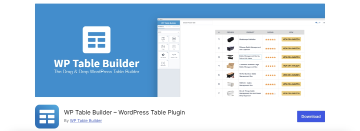WP Table Builder plugin page on wordpress.org
