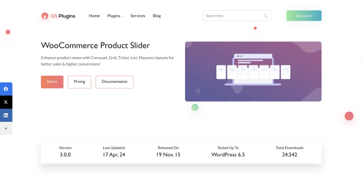 WooCommerce product slider plugin homepage