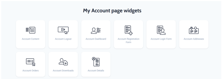 my account page widgets