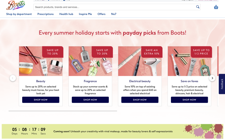 Boots sale countdown timer