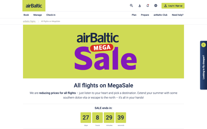 AirBaltic Sale countdown timer