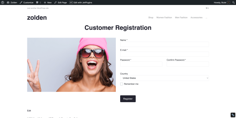 demo woocommerce registration form