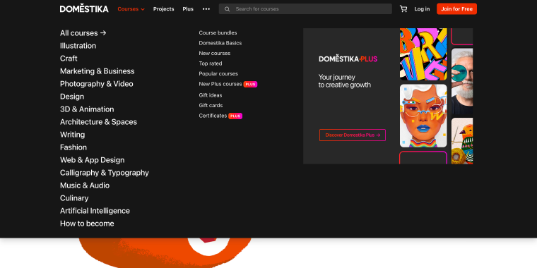 domestika website homepage