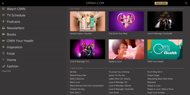 oprah website homepage