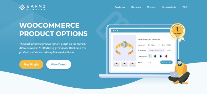 Barn2 plugin homepage for woocommerce product options