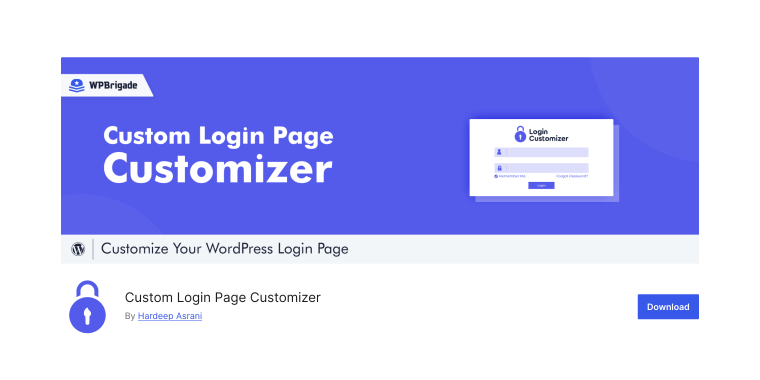 custom login page customizer plugin on wordpress.org