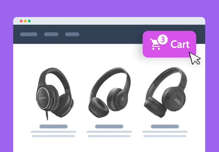 add to cart icon in the website header