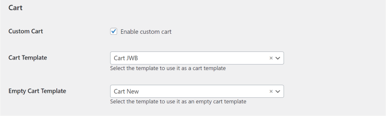 Custom cart template Woo