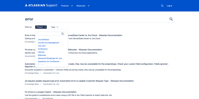 atlassian support search