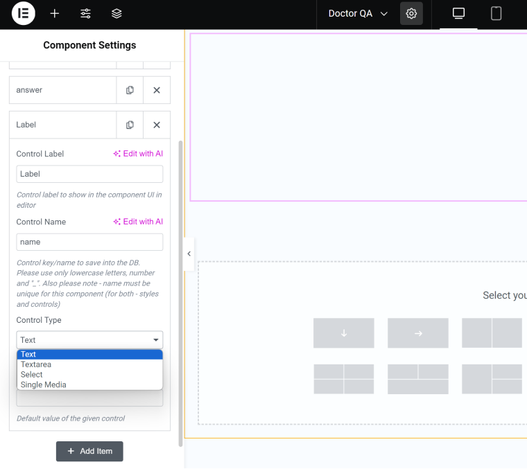 edit WordPress Component