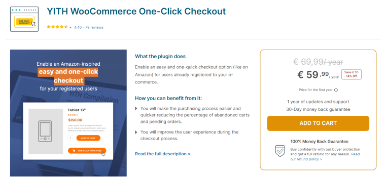 YITH WooCommerce One-Click Checkout main page