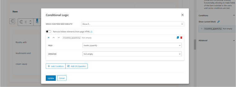 conditional fields WordPress