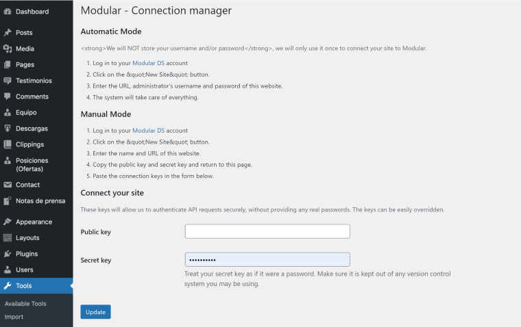 Modular plugin settings