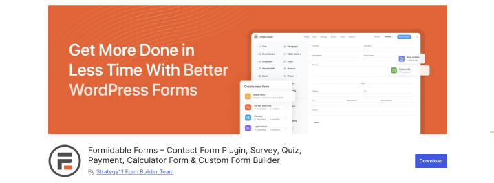 Formidable forms plugin on wordpress.org