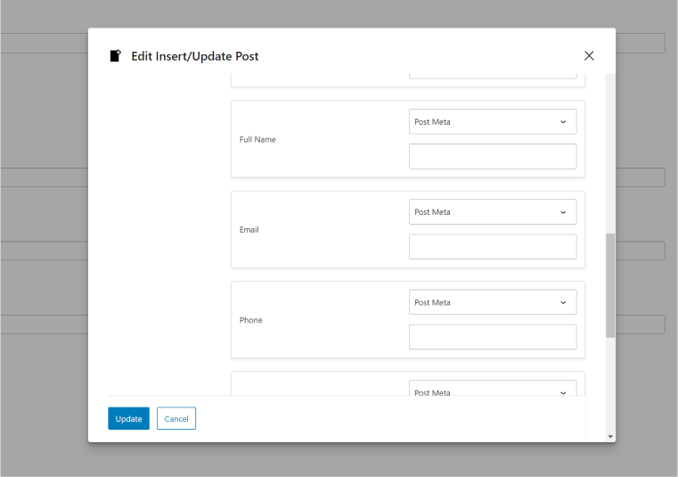 form fields mapping