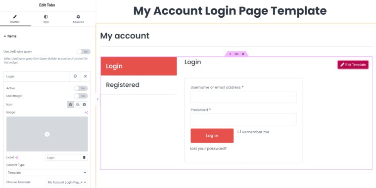 my account settings page