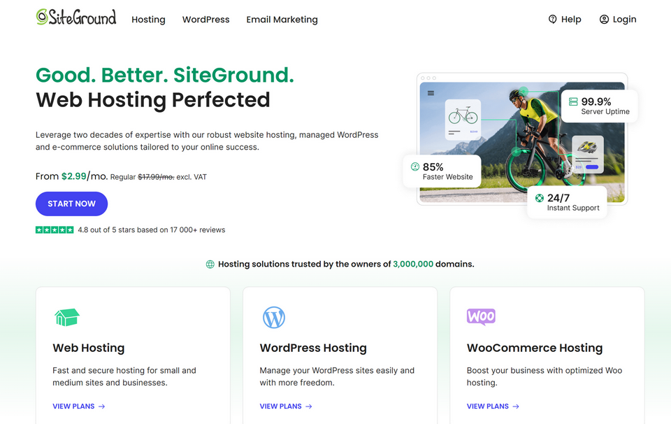 Sitegrond hosting homepage