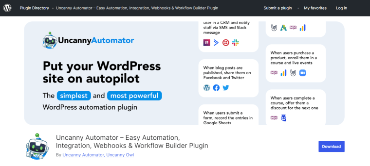 uncanny automator plugin on wordpress.org