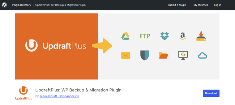 updraftplus plugin on wordpress.org