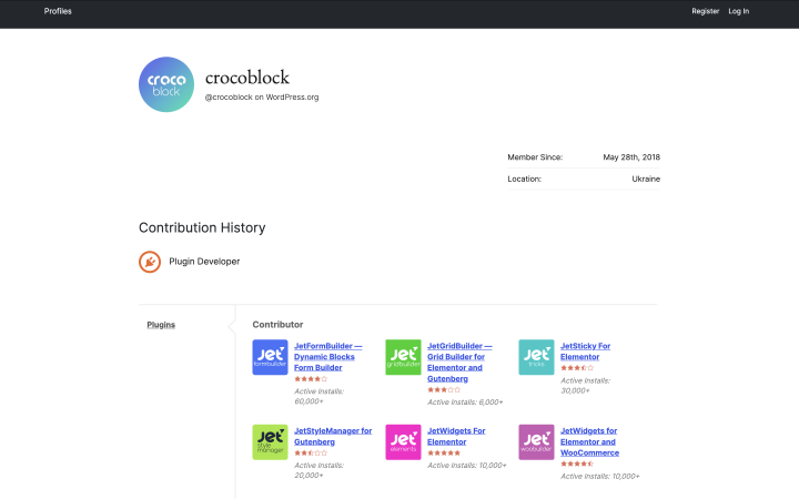 crocoblock plugins in the wordpress.org plugin directory