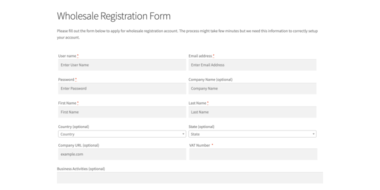 custom registration forms builder for woocommerce plugin demo