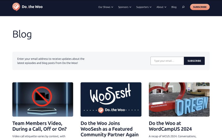 do the woo blog homepage