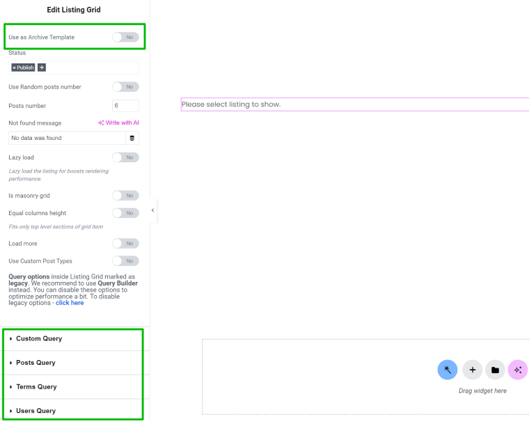 Query settings