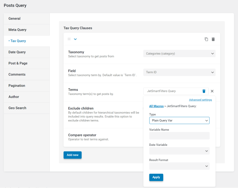 Query based on filters