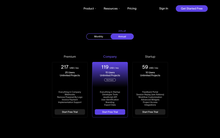 tiered pricing table example