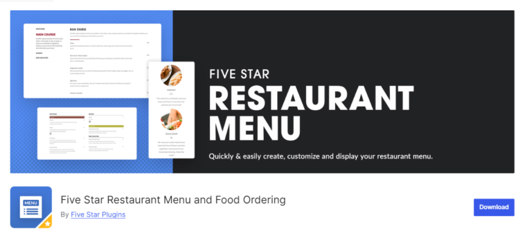 Five Star Restaurant Menu wordpress.org page