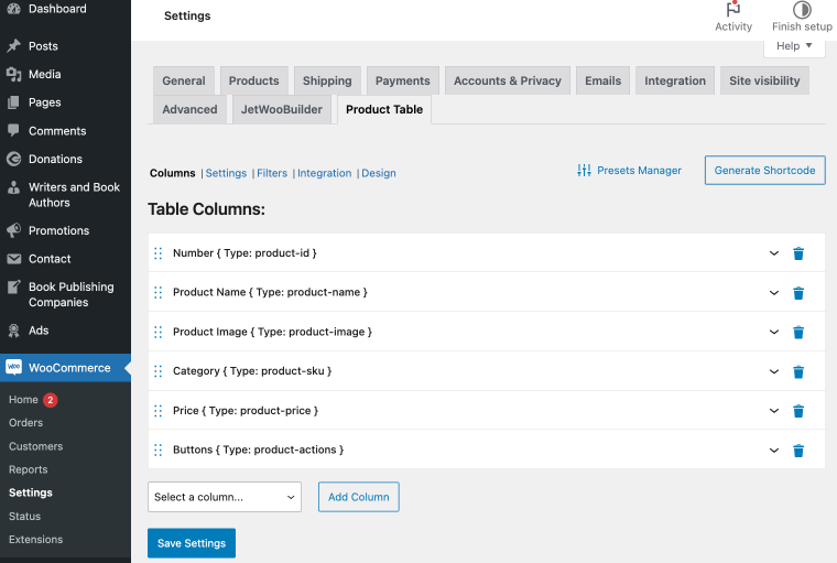 settings jetproducttable