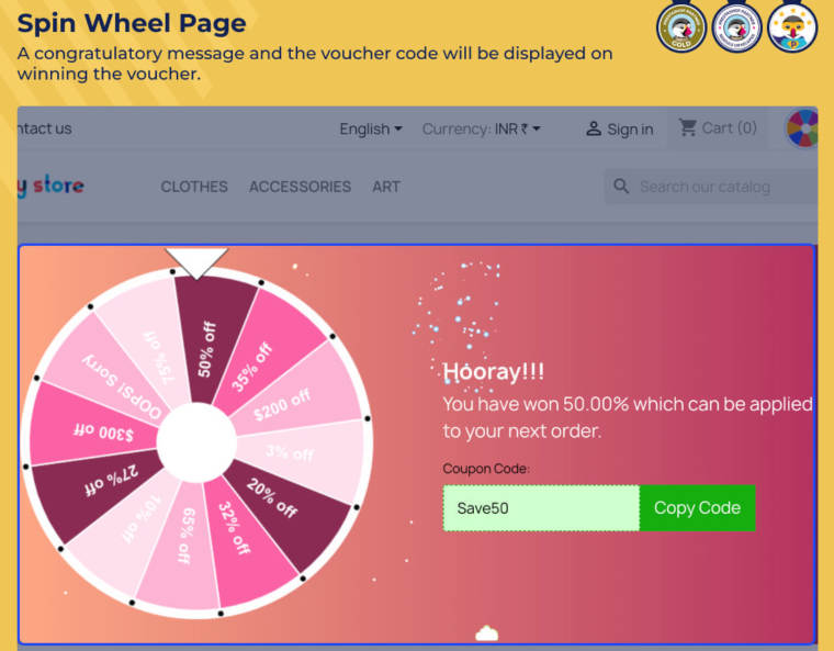 spin the wheel discount example