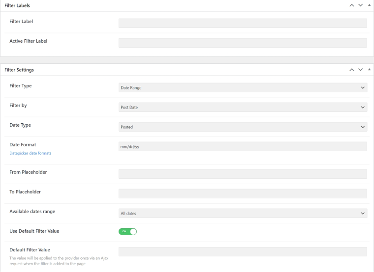 Date Range filter