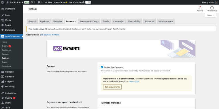 woopayments settings