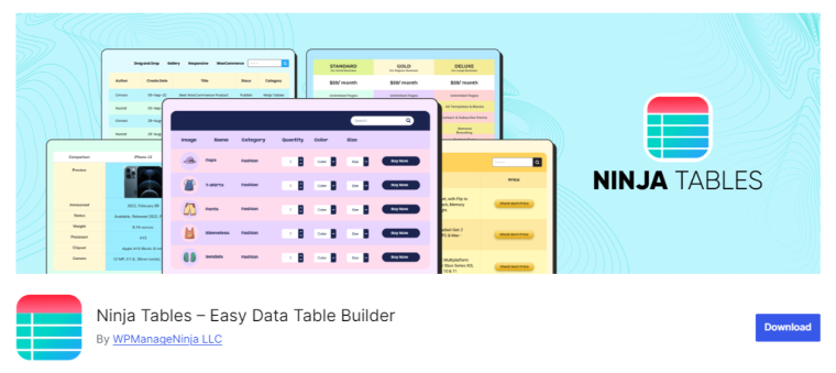 Ninja Tables WordPress Plugin Page