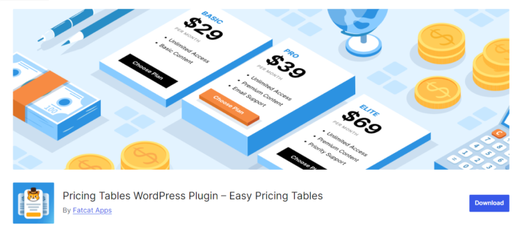 Easy Pricing Tables WordPress Plugin Page