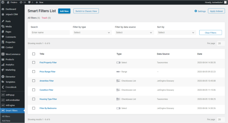 Smart Filters List