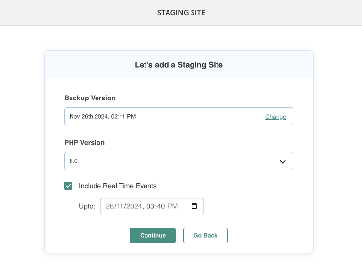 staging website