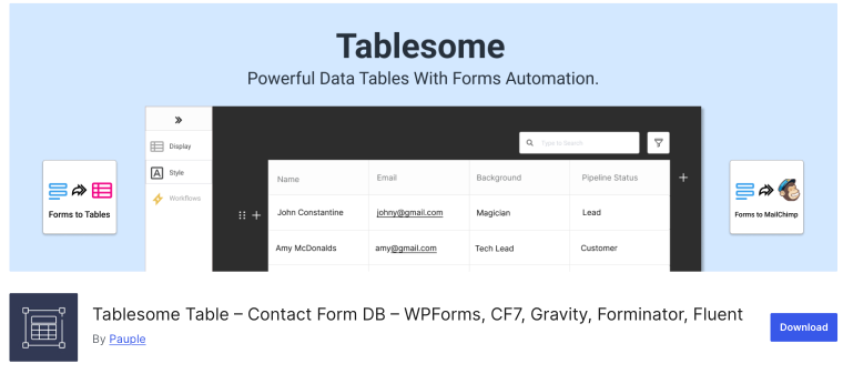 tablesome filter table plugin