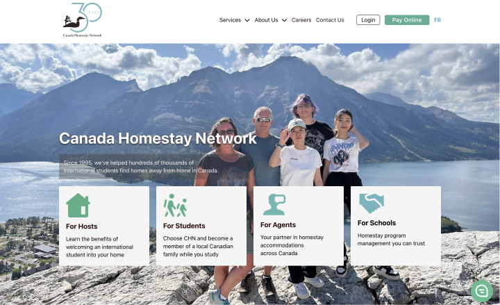 Canada Homestay Network homepage