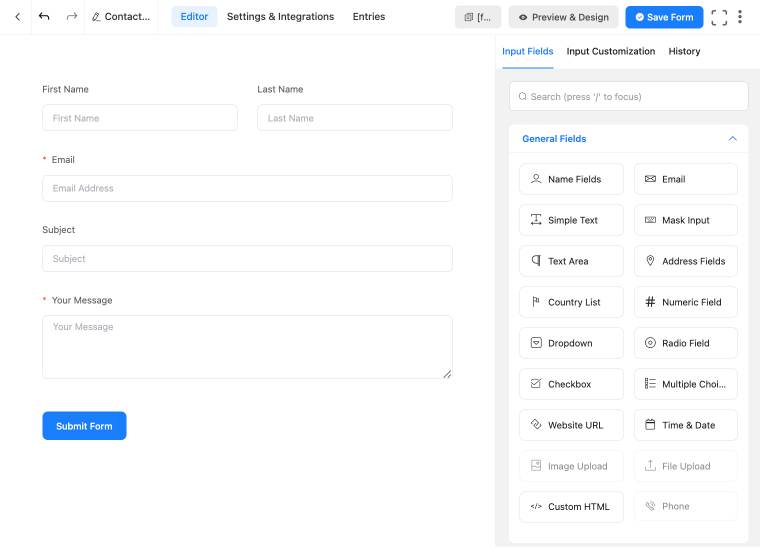 form customization in fluent forms