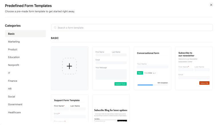 fluent forms templates