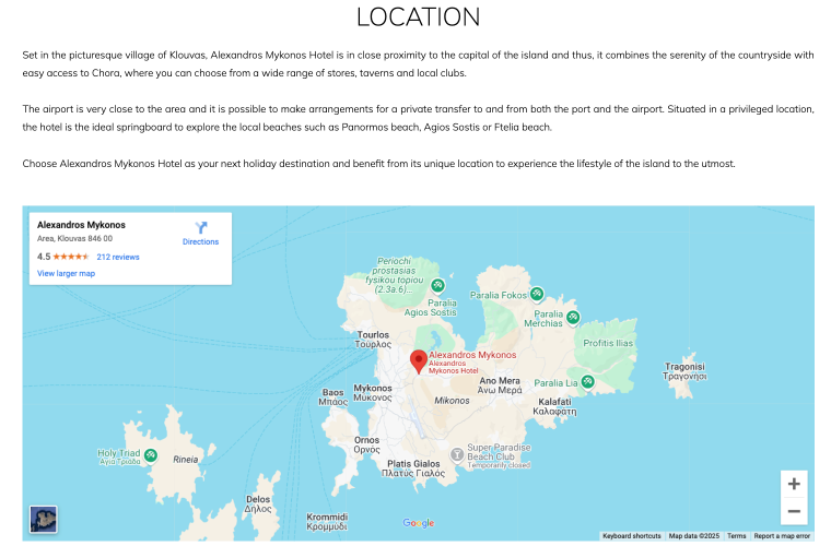 alexandros mykonos interactive map example