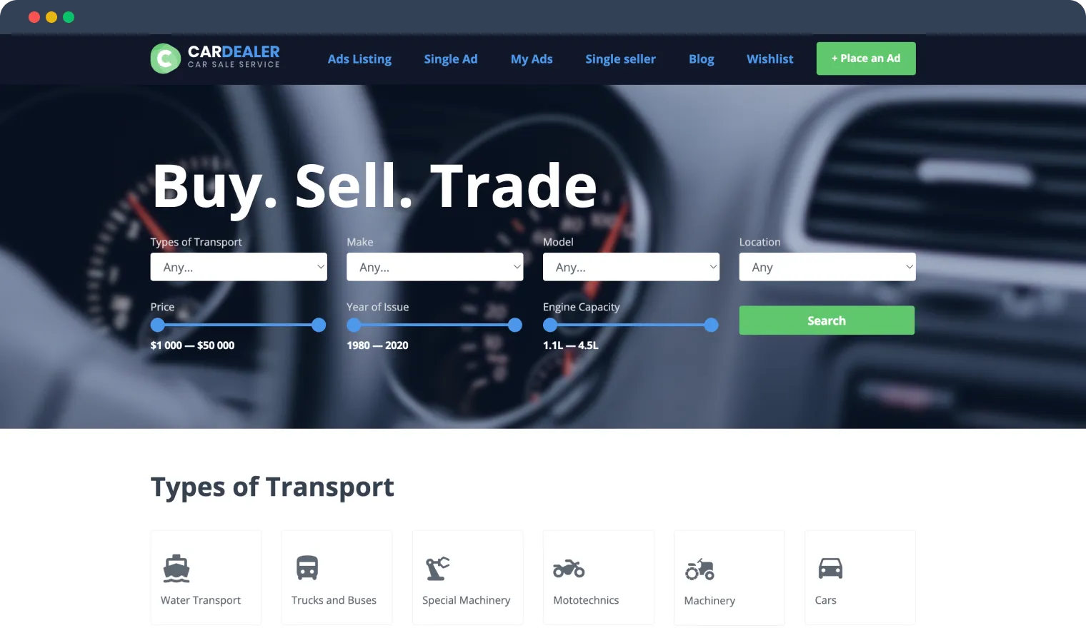 car dealer dynamic template for gutenberg