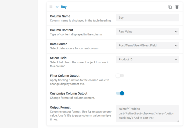 customize field output