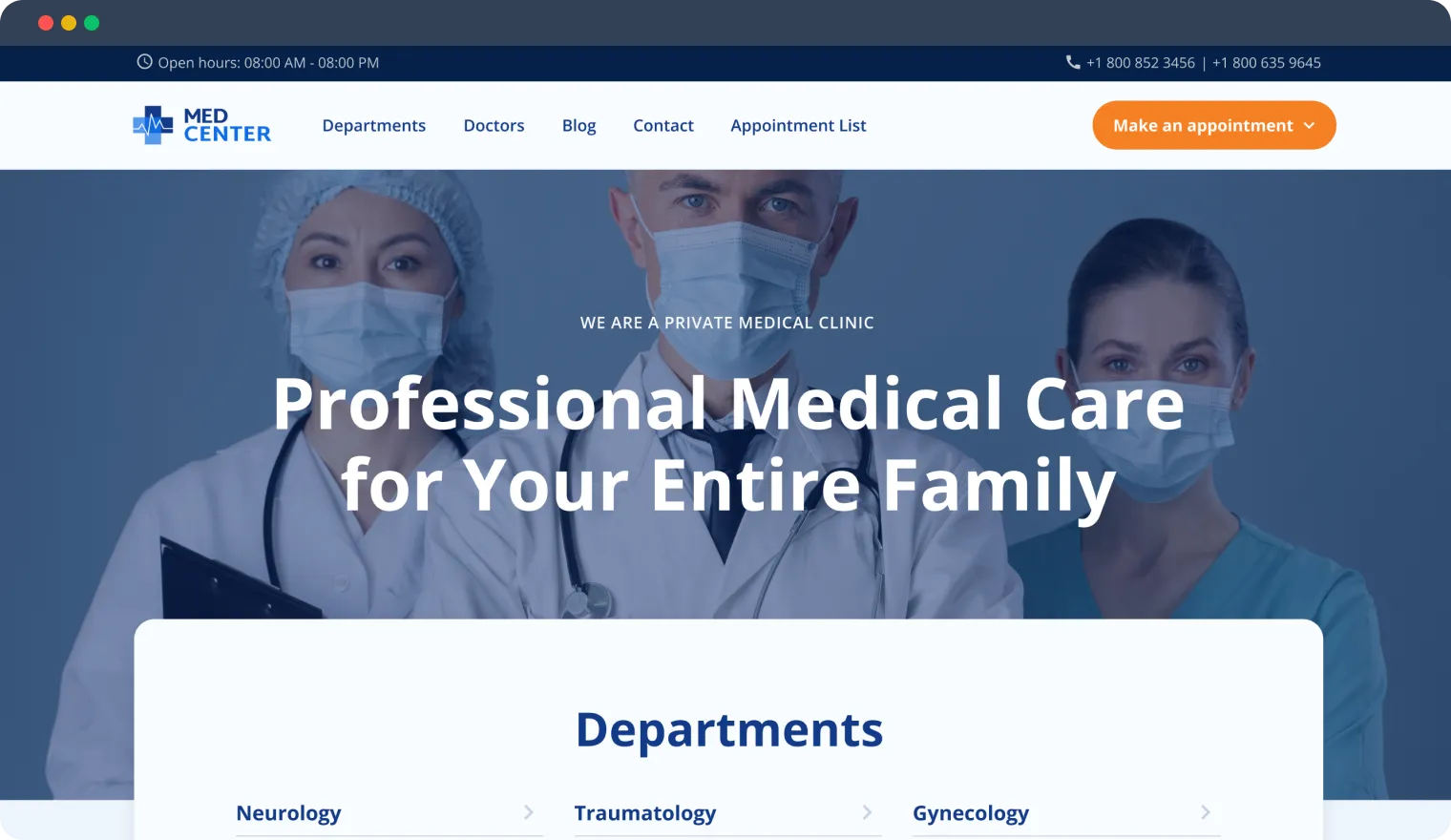 medical center appointment  booking website