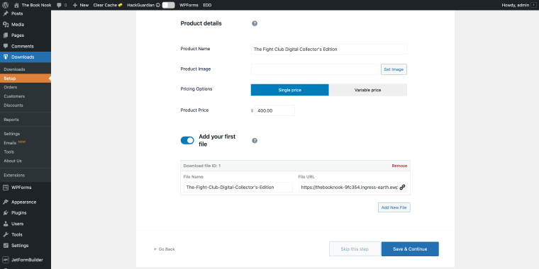 onboarding process adding product